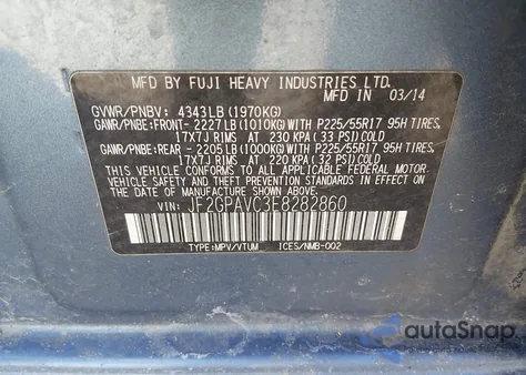 2014 Subaru Xv Crosstrek 2.0I Premium z USA, uszkodzony, nr VIN JF2GPAVC3E8282860